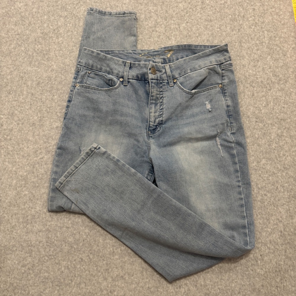 Seven7 Tummyless High Rise Skinny Jeans Light Wash Distressed Ripped Size 14